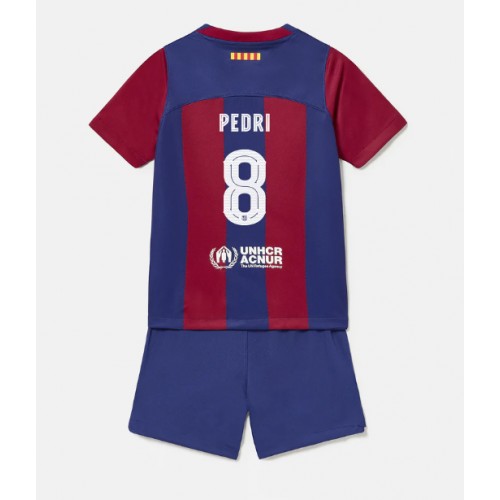 Fotballdrakt Barn Barcelona Pedri Gonzalez #8 Hjemmedraktsett 2023-24 Kortermet (+ Korte bukser)